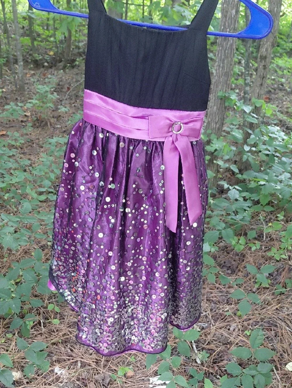 Love Black and Purple Sequin Formal Dress for Girls